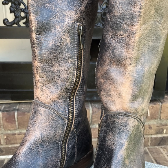 New BED|STU Brown Leather Calf Length Lace Boot - Picture 2 of 10